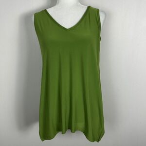 Sympli Canada Green Jersey Tunic Top Womens Sz 8 Stretch V-Neck Longline Blouse